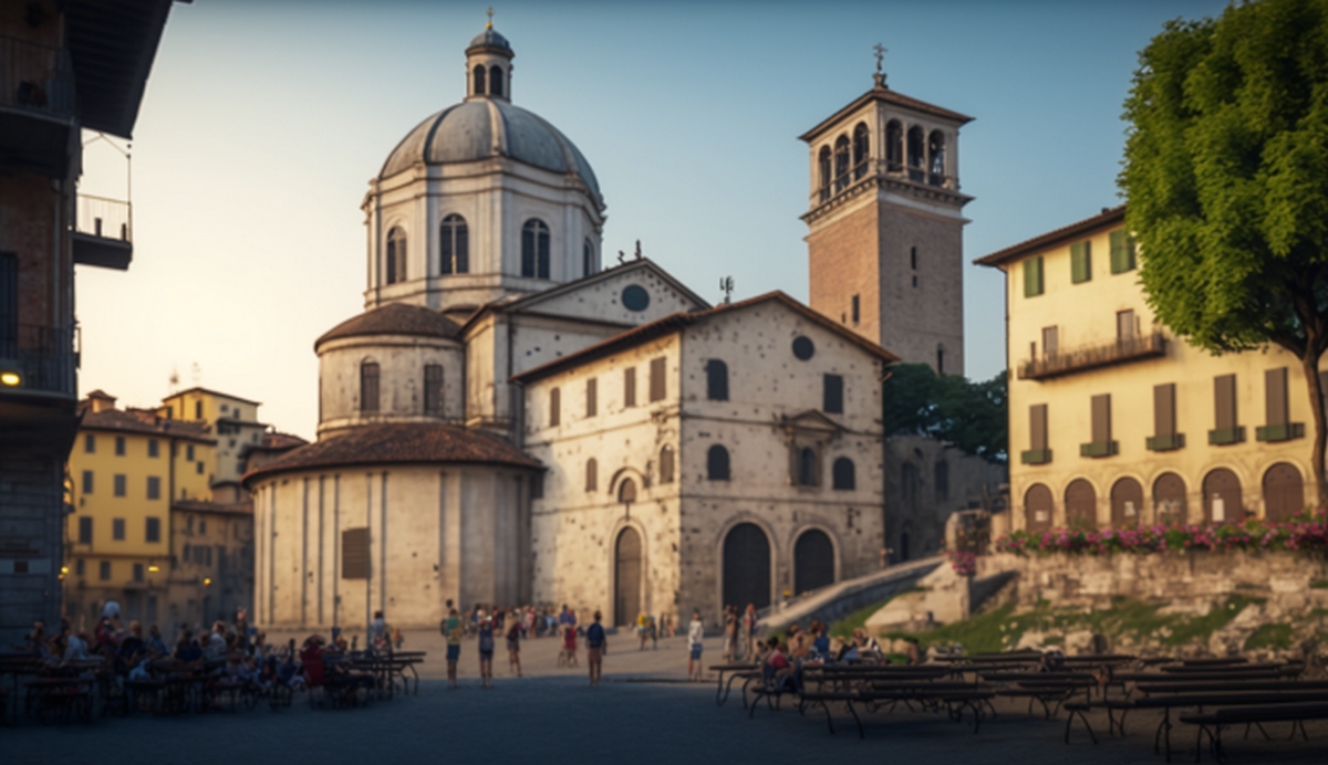 Illustration en image d'un coin très fréquenté dans le centre-ville de Brescia