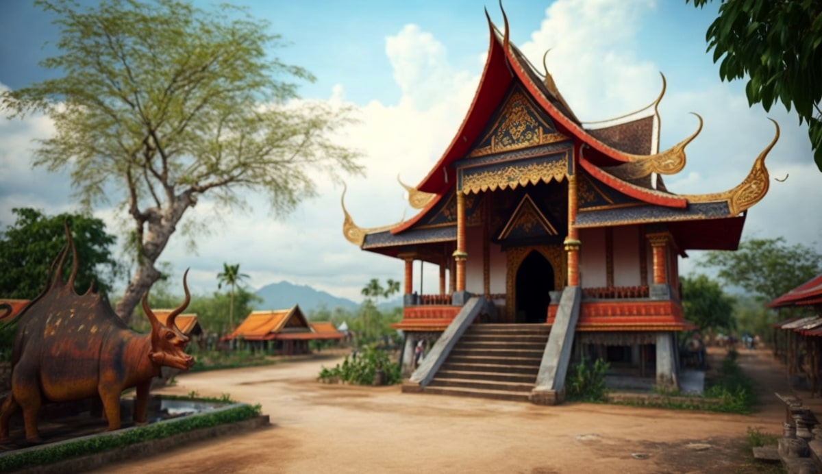 Illustration en image d'un temple à Laos