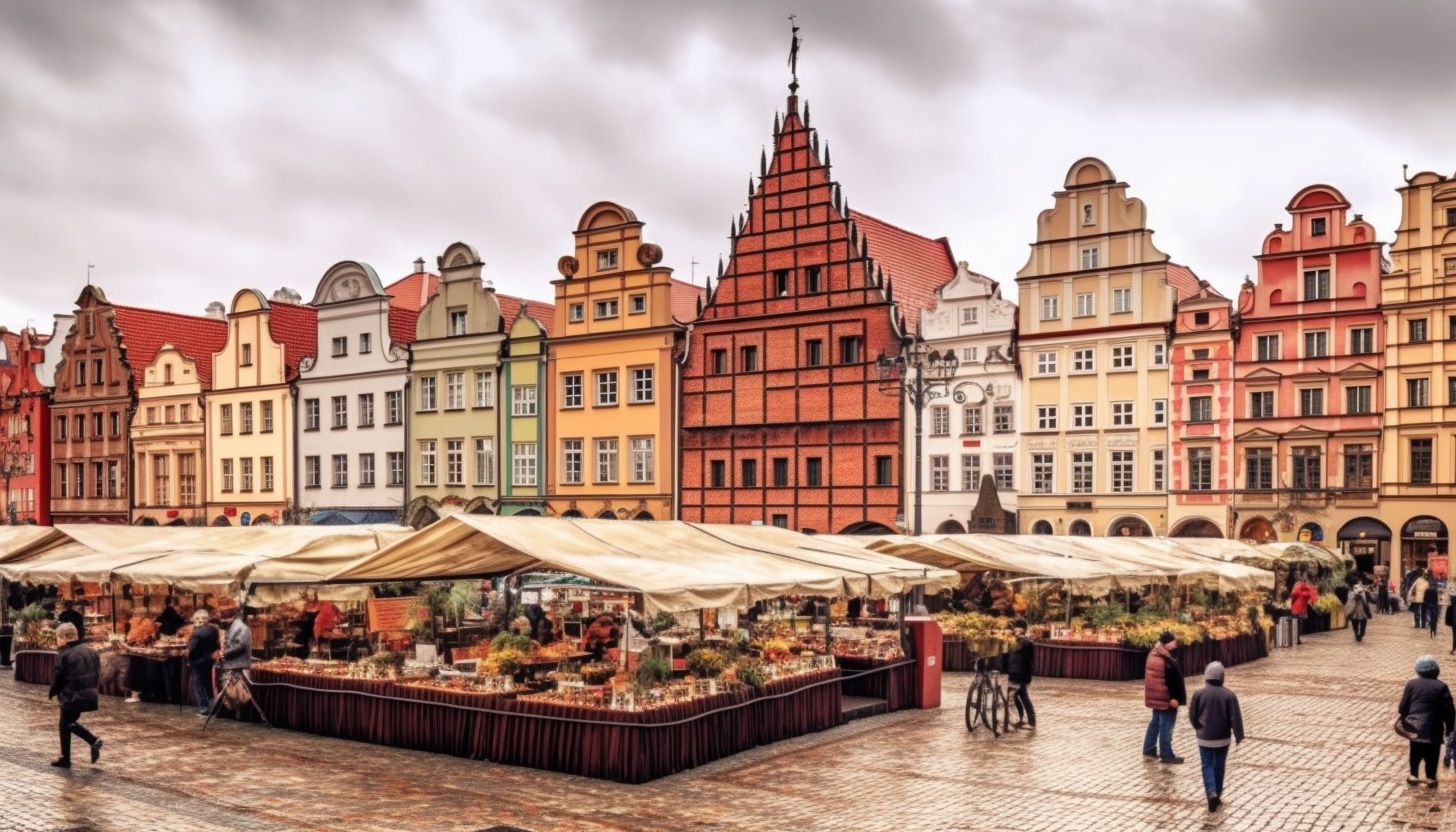 Illustration en imade de la place du marché Rynek Wrocław