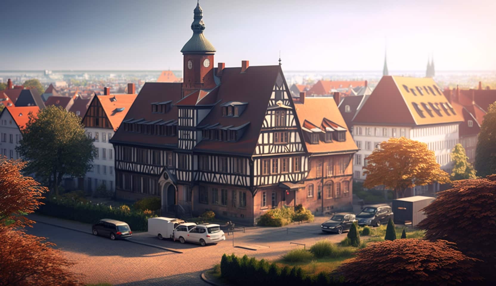 Illustration en image d'un joli quartier de Hanovre