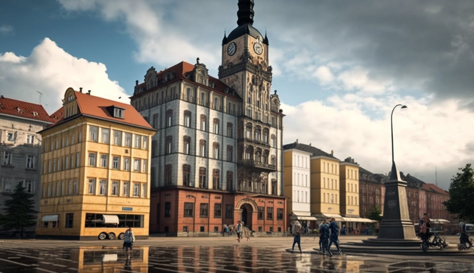 Illustration en image d'iun coin dans le centre-ville de Ostrava